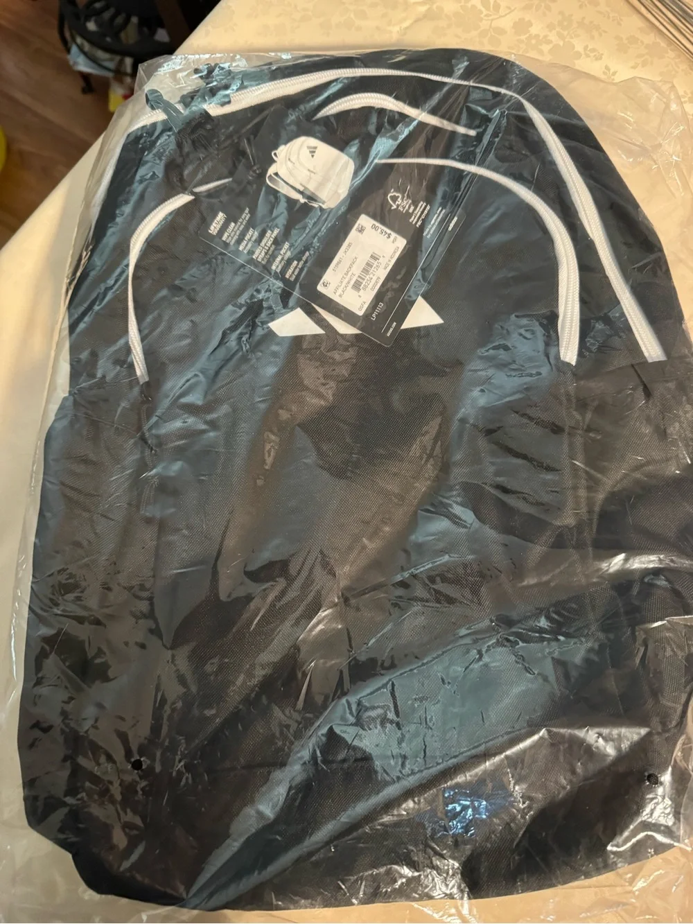 adidas Black Jacket with White Piping